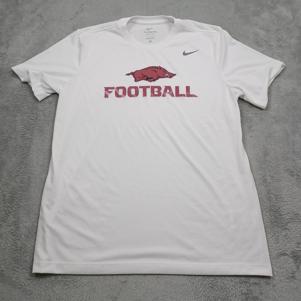 Arkansas Razorbacks Shirts Mens Large White Football Pullover Short Sleeve